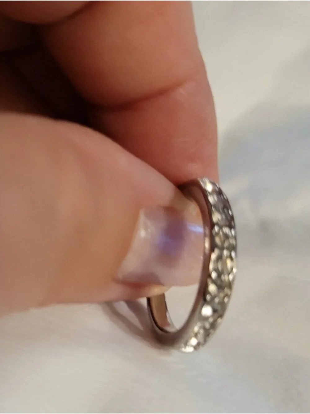 Silver-Tone Stackable Eternity Ring - Clear Stones - Size 6